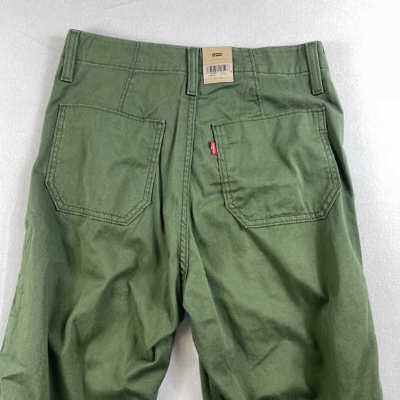 Levi's Women's Utility Pants Olive Green High‎ Rise Wide Leg Cargo Style 4 27x29 - Picture 4 of 4